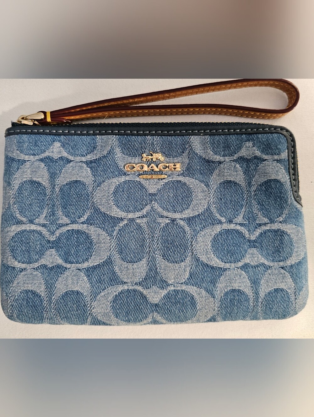 Coach Signature Denim Wristlet